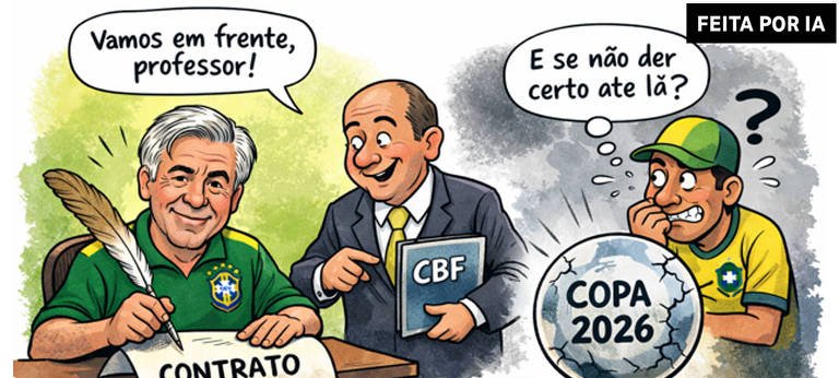 Coluna questiona renovação antecipada de Ancelotti com a CBF até 2030 - Imagem do artigo original