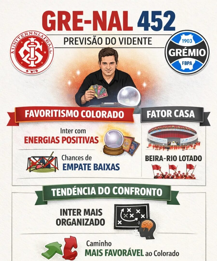 Vidente aponta Internacional como favorito no Gre-Nal 452 deste sábado - Imagem do artigo original