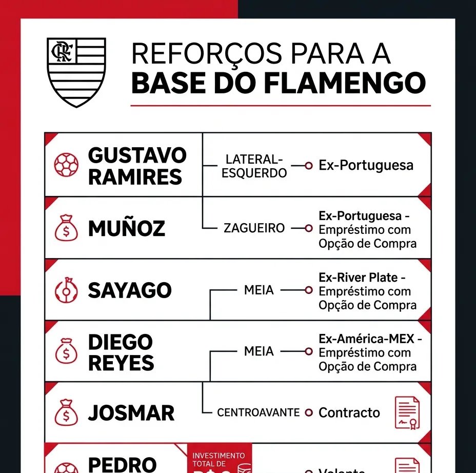 Flamengo destina R$ 8 milhões à base e anuncia seis reforços para 2024 - Imagem do artigo original