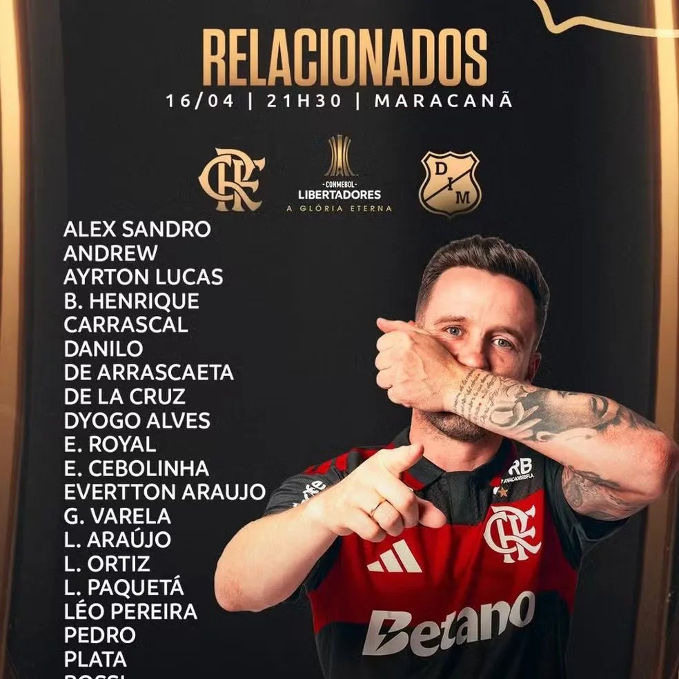 Flamengo confirma retornos de Everton Cebolinha e Saúl Ñíguez para duelo com o Independiente Medellín - Imagem do artigo original