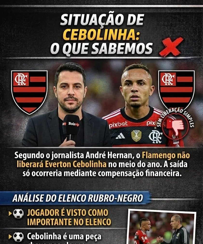 Flamengo só libera Everton Cebolinha mediante oferta com compensação financeira - Imagem do artigo original