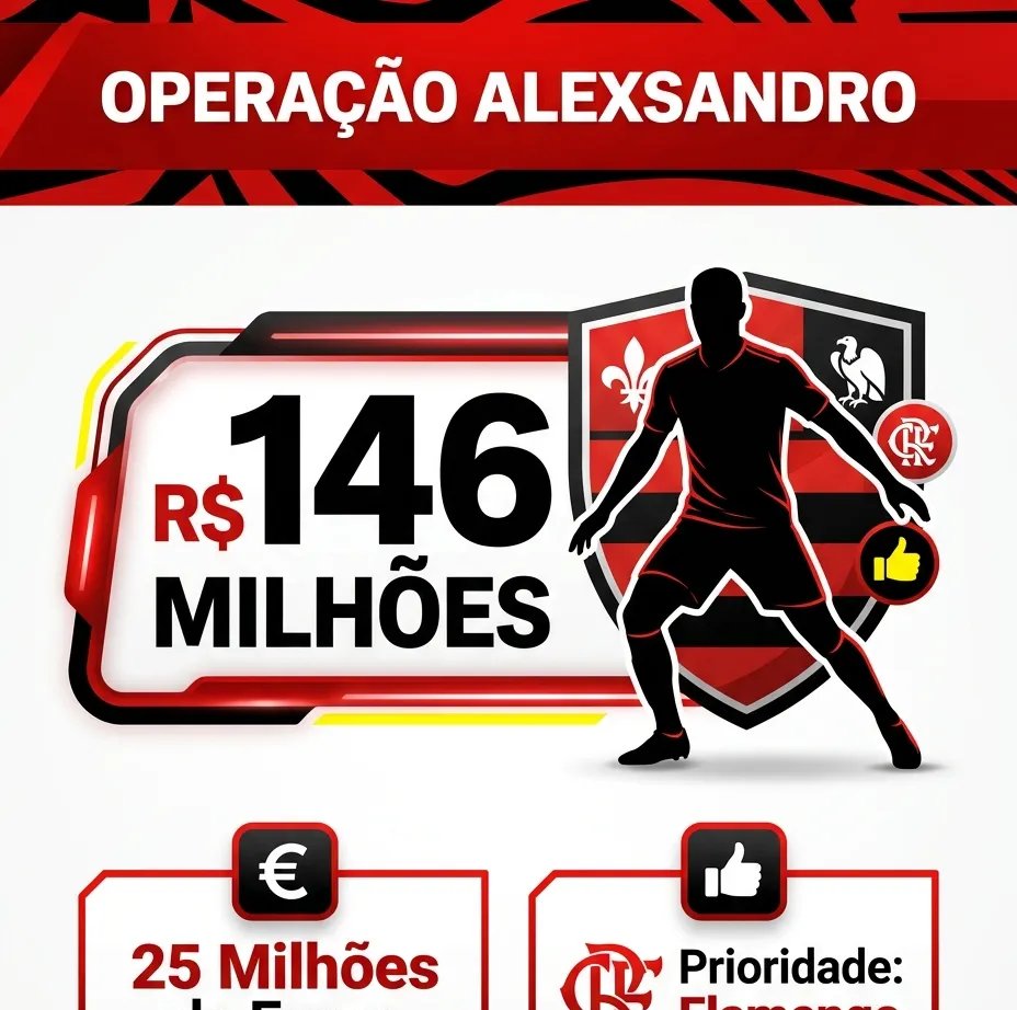 Lille exige R$ 146 milhões por Alexsandro, que coloca o Flamengo como prioridade no Brasil - Imagem do artigo original