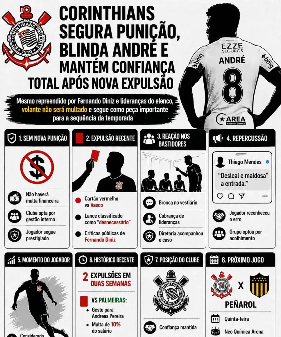 Corinthians decide não multar André pela expulsão diante do Vasco - Imagem do artigo original