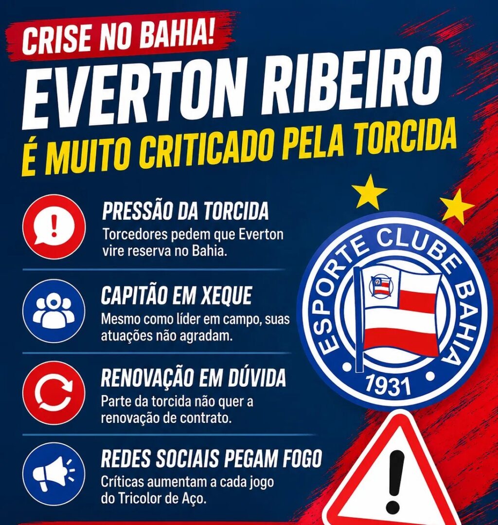 Críticas da torcida colocam Everton Ribeiro sob pressão no Bahia - Imagem do artigo original