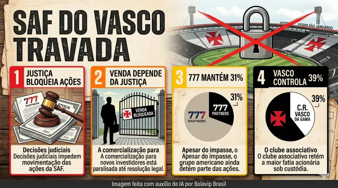 Justiça bloqueia ações da 777 Partners na SAF do Vasco e trava avanço de nova venda - Imagem do artigo original
