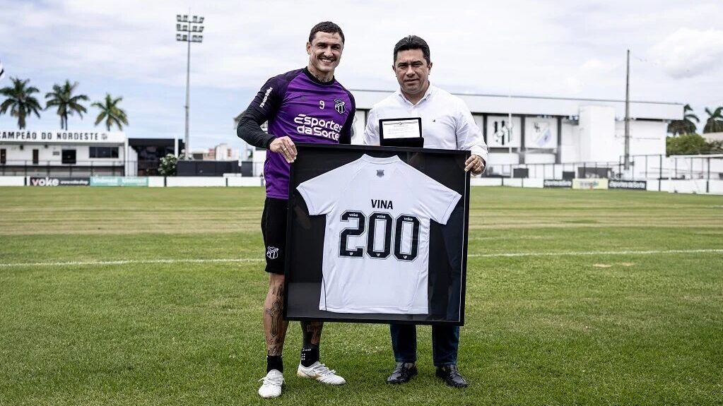 Vina completa 200 jogos pelo Ceará, é homenageado e mira novo protagonismo em 2026 - Imagem do artigo original