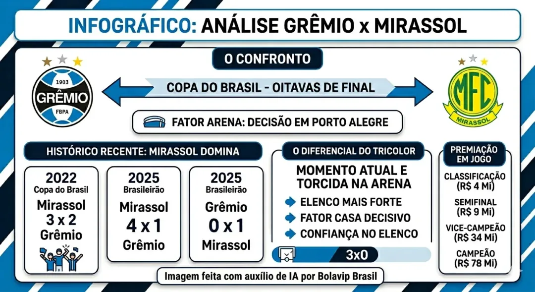 Grêmio garante decisão na Arena contra o Mirassol e tenta exorcizar fantasma na Copa do Brasil - Imagem do artigo original